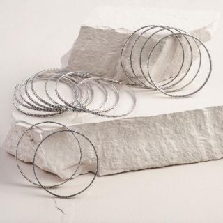 Antique Style Silver Bangle Bracelets Set of 14