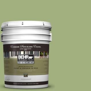 BEHR Premium Plus Ultra 5 gal. #M360 5 Fresh Guacamole Semi Gloss Enamel Exterior Paint 585405