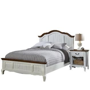 Home Styles  Oak and Rubbed White French Countryside Queen Bed and