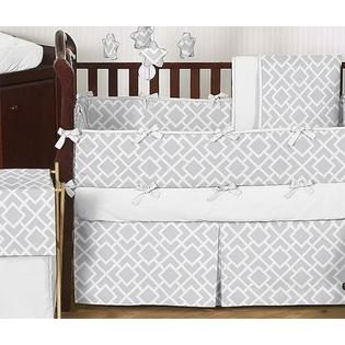 Sweet Jojo Designs  Diamond Gray and White Collection 9pc Crib Bedding
