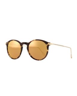 KYME Mark Round Pantos Mirror Sunglasses, Tortoise Acetate/Gold