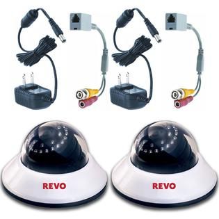 Revo  2 Pack Bundle of Indoor 600TVL Dome Cameras W/ BNC Conversion