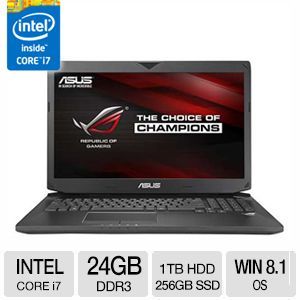 ASUS ROG Intel Core i7 24GB Memory 1TB HDD + 256GB SSD NVIDIA GTX 880M 17.3 Notebook Windows 8.1 64 bit 1YR Accidental Damage Protection Included   G750JZ DS71