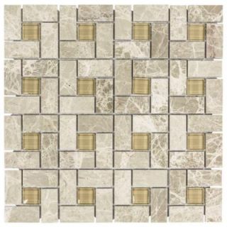 Jeffrey Court Pearl Drops 11.75 in. x 12 in. x 8 mm Glass/Beige Marble Mosaic Wall Tile 99726