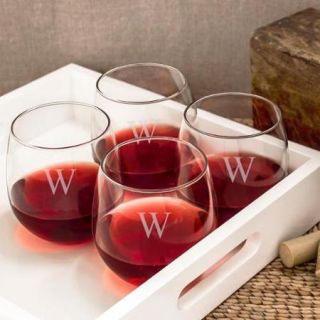 Personalized Stemless Red Wine Glasses (Set of 4) M