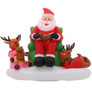 Home Accents Holiday 5 ft. H Inflatable Story Time with Santa Scene 37939
