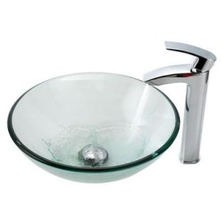 KRAUS Vessel Sink in Clear Glass with Visio Faucet in Chrome C GV 101 12mm 1810CH