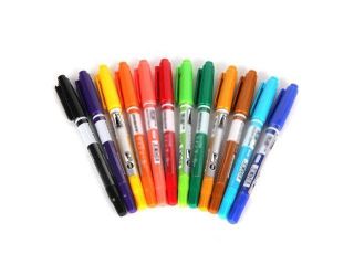 12 x Colors Double Ended Permanent Art Drawing Markers Highlighter Pen Office