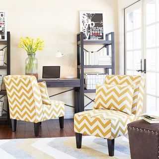 angeloHOME apartment AH Jules Chair Set, Muted Golden Yellow Chevron