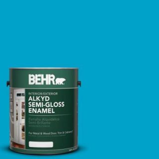 BEHR 1 gal. #AE 44 Electron Blue Semi Gloss Enamel Alkyd Interior/Exterior Paint 394001