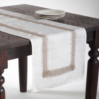 White Banded Linen Table Runner   15604118   Shopping