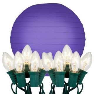 Electric String Light with Round Paper Lanterns   Purple (10 Count