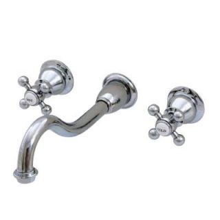 Water Creation Wall Mount 2 Handle Elegant Spout Bathroom Faucet in Triple Plated Chrome F4 0001 01 PL