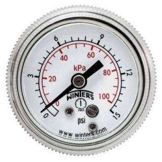 Winters Instruments P9S 90 Series 1.5 in. Black Steel Case Pressure Gauge with 1/8 in. NPT Center Back Connect and Range of 0 15 psi/kPa P9S901399