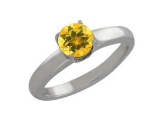 0.45 Ct Round Yellow Citrine Sterling Silver Ring