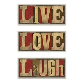 Stupell Industries Live Love Laugh Inspirational 3 Piece Textual Art