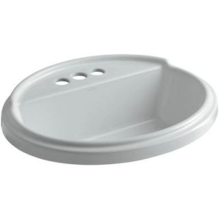 KOHLER Tresham Drop In Vitreous China Bathroom Sink in Ice Grey with Overflow Drain 2992 4 95