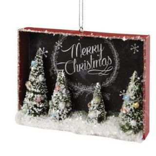 Home Decorators Collection 5.25 in. Green Winter Trees Shadow Box Ornament 9274100110