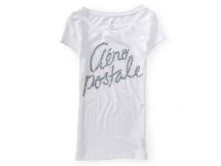 Aeropostale Womens Sequin Script Graphic T Shirt 558 XS