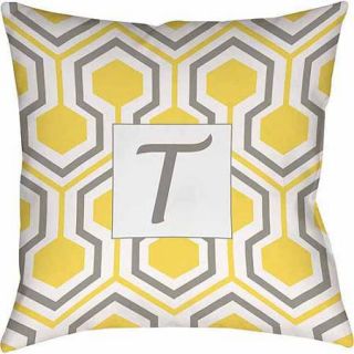 Thumbprintz Honeycomb Monogram Decorative Pillow, Yellow