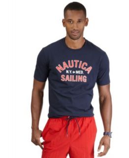Nautica Big and Tall Short Sleeve Wood Craft Lake Graphic T Shirt
