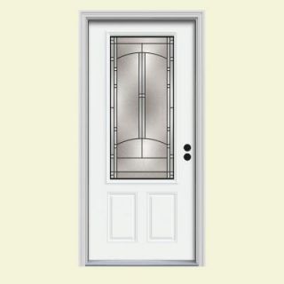 JELD WEN 32 in. x 80 in. Idlewild 3/4 Lite Brilliant White Painted Premium Steel Prehung Front Door with Brickmould THDJW166700396