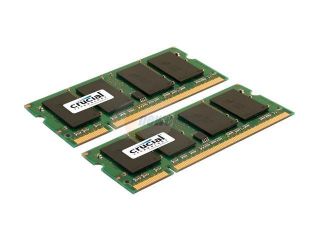 Open Box Crucial 2GB (2 x 1GB) 200 Pin DDR2 SO DIMM DDR2 533 (PC2 4200) Dual Channel Kit Laptop Memory Model CT2KIT12864AC53E