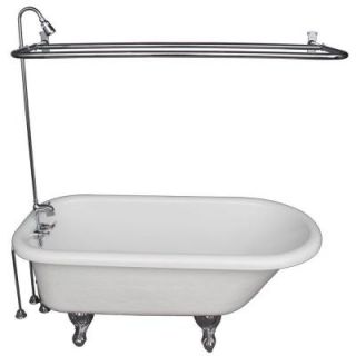 Barclay Products 5 ft. Acrylic Ball and Claw Feet Roll Top Tub in White with Polished Chrome Accessories TKATR60 WCP4