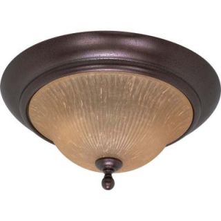 Glomar 2 Light Copper Bronze Flush Mount with Champagne Linen Washed Glass HD 011