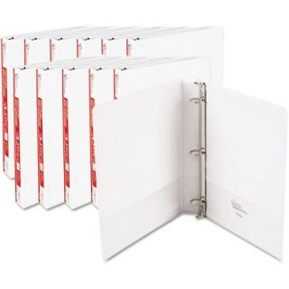 Office Impressions Round Ring Vinyl View Binders, White, 1", 12 Pack