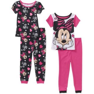 Minnie Mouse Baby Toddler Girl Cotton Tight Fit Short Sleeve PJs, 2 Sets