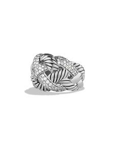 David Yurman Woven Cable Wide Ring with Diamonds