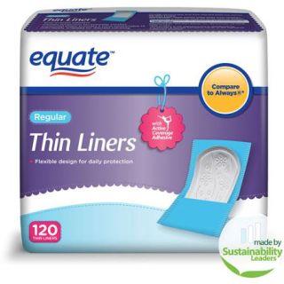 Equate Thin Pantiliners Regular, 120 count