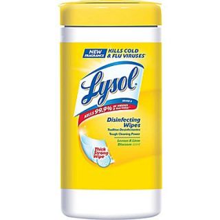 Lysol Disinfecting Wipes, Lemon and Lime Blossom Scent, 80 Wipes/Tub
