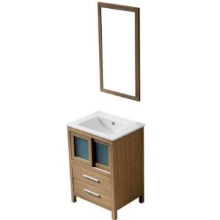 Vigo Alessandro 24 in. Vanity in White Oak with Porcelain Vanity Top and Mirror in White VG09019105K