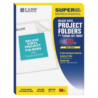 Line® Deluxe Project Folders, Jacket, Letter, Vinyl, Clear, 50/Box
