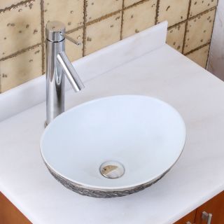 ELITE 1574+2659 Oval Grey / White Porcelain Ceramic Bathroom Vessel