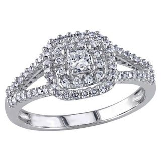 CT. T.W. Princess and Round Diamond Ring in 14K White Gold (GH I1