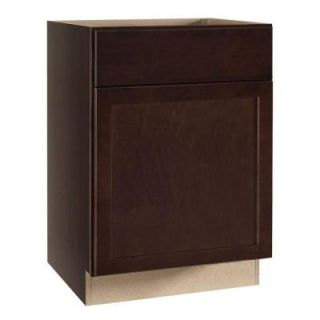 Hampton Bay 24x34.5x24 in. Shaker Base Cabinet with Ball Bearing Drawer Glides in Java KB24 SJM
