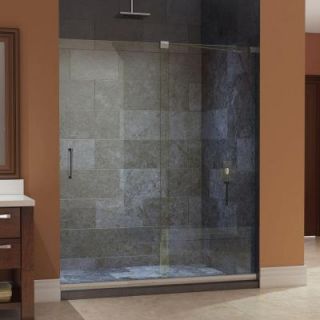 DreamLine Mirage 34 in. x 60 in. x 74.75 in. Semi Framed Sliding Shower Door in Brushed Nickel with Right Drain White Acrylic Base DL 6443R 04CL