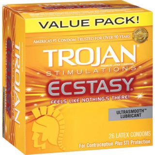 Trojan Stimulations Ecstasy Ultrasmooth Lubricant Latex Condoms, 26 count