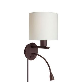 Dainolite Lighting 9 in W 1 Light Oil Brushed Bronze Arm Hardwired/Plug In Wall Sconce