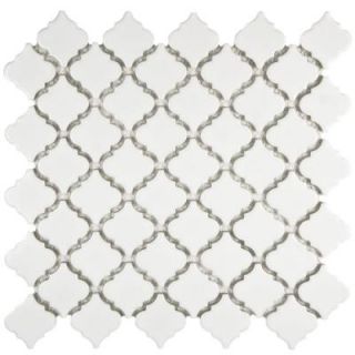Merola Tile Hudson Tangier Glossy White 12 3/8 in. x 12 1/2 in. x 5 mm Porcelain Mosaic Tile FKOLTR11