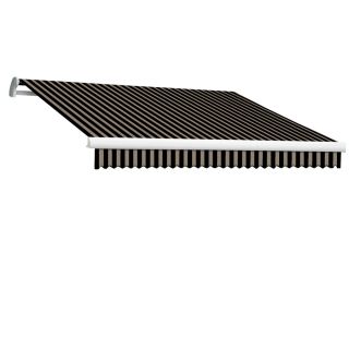 Awntech 216 in Wide x 120 in Projection Black/Tan Stripe Slope Patio Retractable Manual Awning