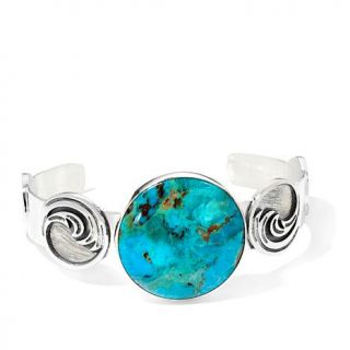 Jay King Round Turquoise Swirl Design Sterling Silver Cuff Bracelet   7460655