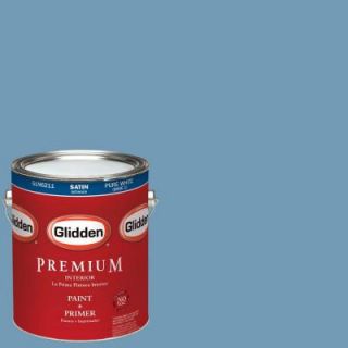 Glidden Premium 1 gal. #HDGV08 Gingham Blue Satin Latex Interior Paint with Primer HDGV08P 01SA