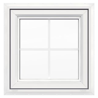 JELD WEN V4500 Single Vinyl Double Pane Double Strength New Construction Awning Window (Rough Opening 24 in x 24 in; Actual 23.5 in x 23.5 in)