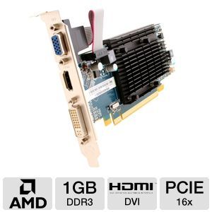 SAPPHIRE Radeon HD 5450 Graphic Card   1GB DDR3, PCI Express 2.0(x16), 1x HDMI, 1x VGA, DirectX 11, Single Slot, Low Profile, DVI D   100292DDR3L