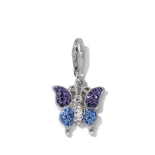Sterling Silver Crystal Butterfly Dangle Charm   7761793