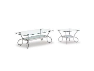 Global Furniture USA 559 2 Piece Clear Glass Coffee Table Set w/ Chrome Legs